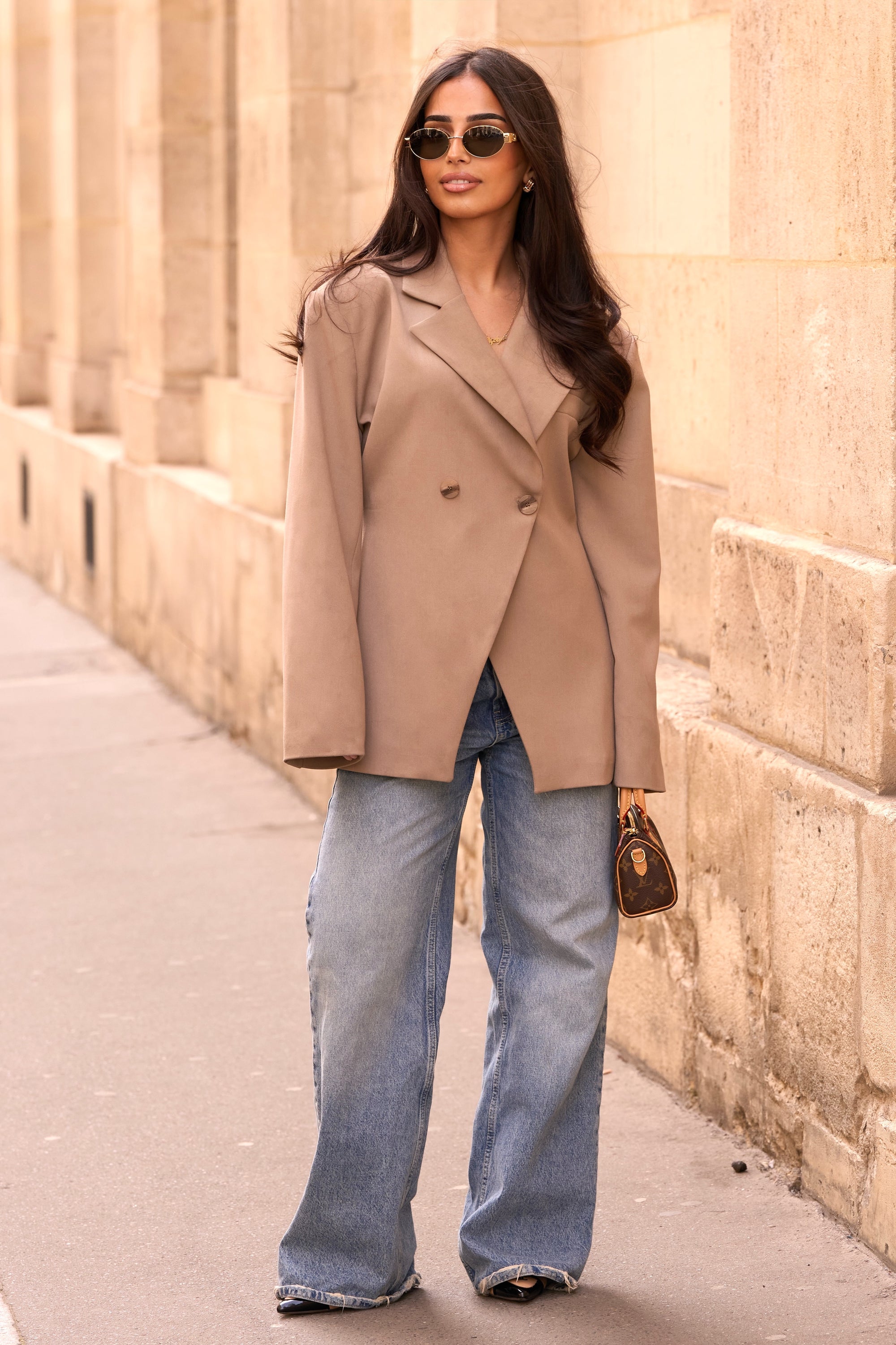 Sandstone Double-Breasted Blazer