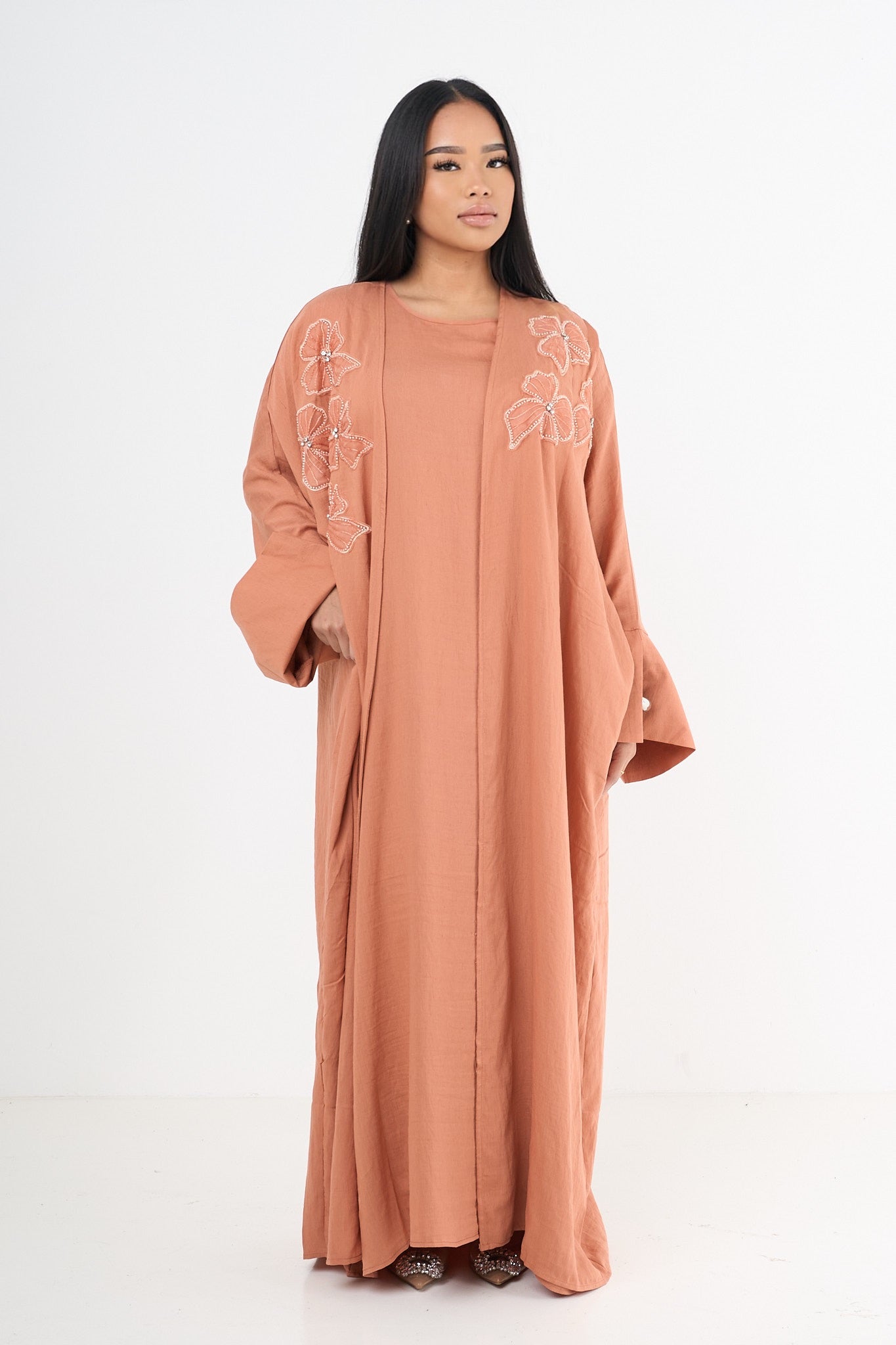 Ensemble Abaya fleuri